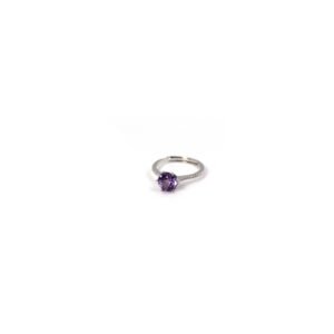 silver Amethyst ring with diamond for women